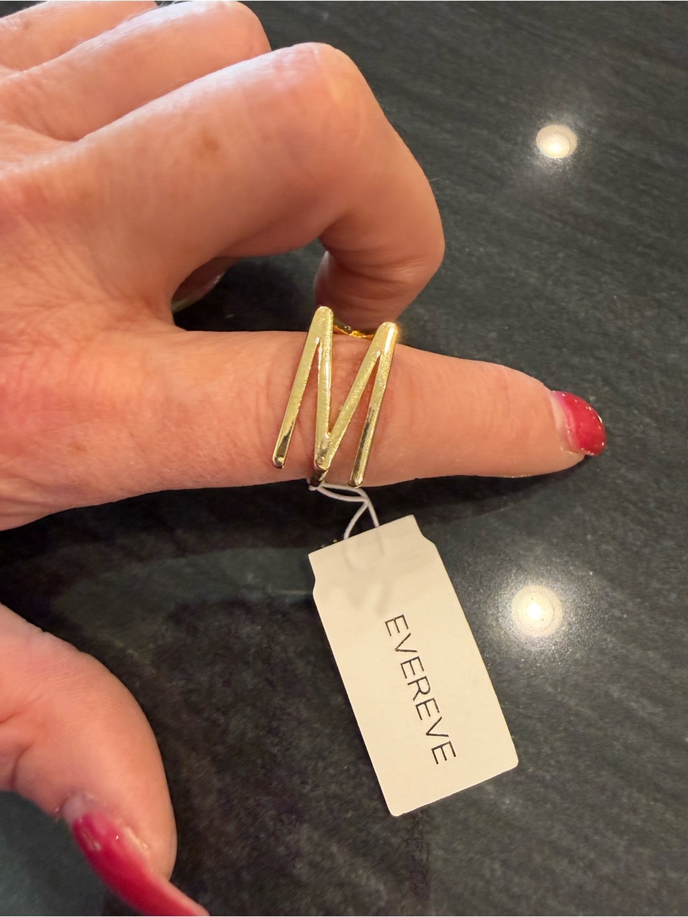 Evereve Gold 'M' Initial Ring